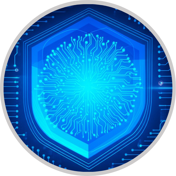 Símbolo de ciberseguridad y protección legal en sistemas de inteligencia artificial